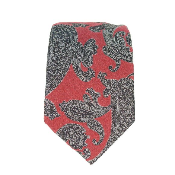 BREUER Vintage Paisley Heavy Cashmere/Silk Rose Navy-Black Silver Tie 60" - MINT - Picture 1 of 6